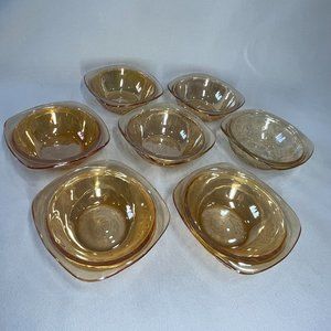 Vintage "Floragold or Louisa" set of seven berry bowls-- top diameter 4&1/2